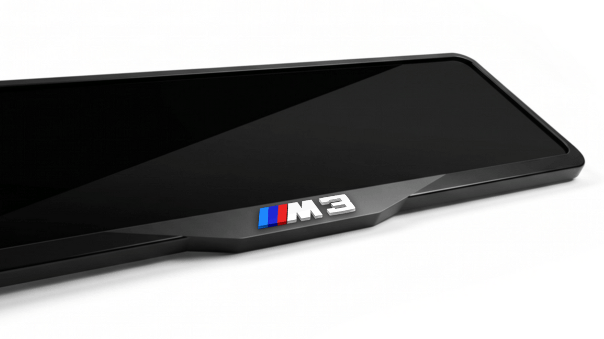 إطار لوحة ترخيص أكريليك مقطوع بالليزر لسيارة BMW M3 - أسود لامع