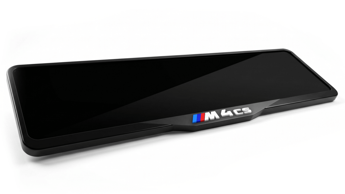 إطار لوحة ترخيص أكريليك مقطوع بالليزر لسيارة BMW M4 CS - أسود لامع