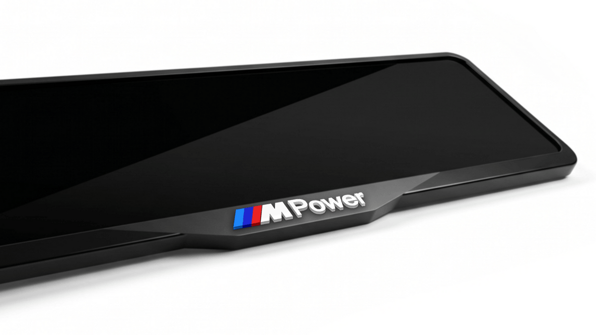 إطار لوحة ترخيص أكريليك مقطوع بالليزر لسيارات BMW M POWER - أسود لامع