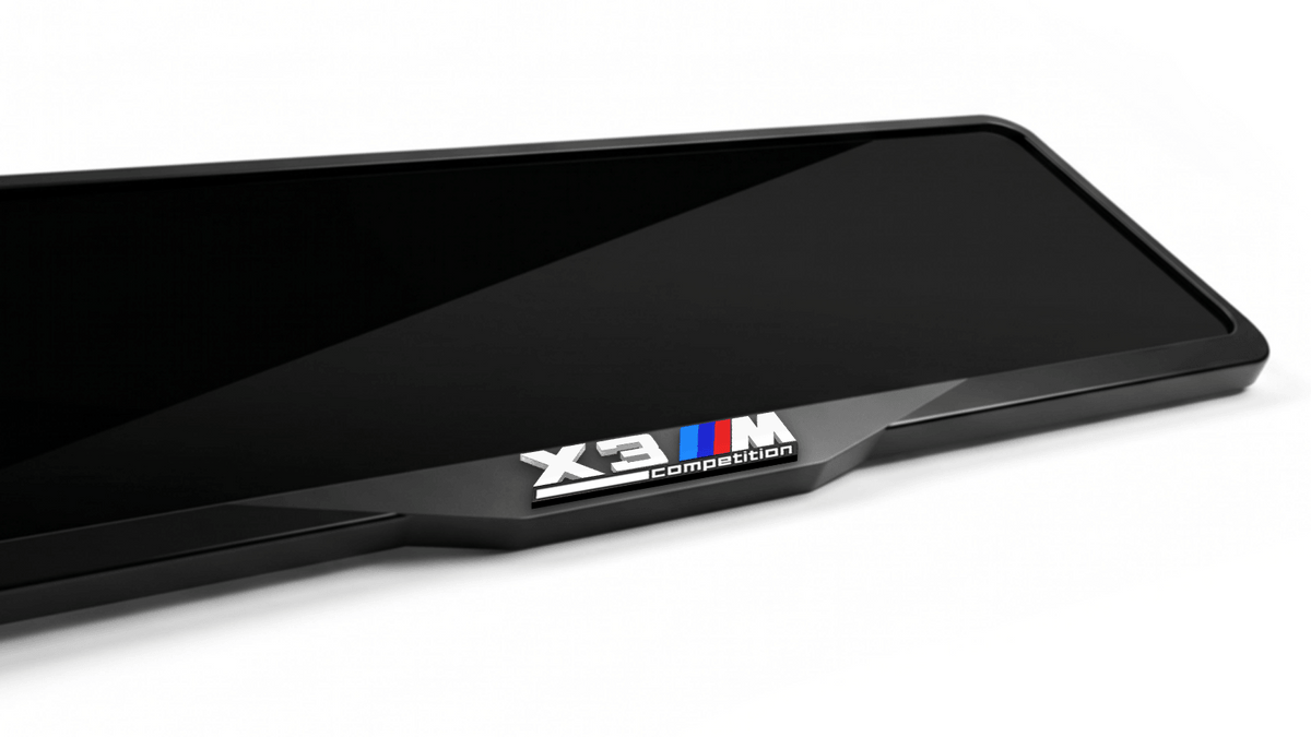 إطار لوحة ترخيص من الأكريليك مقطوع بالليزر لسيارة BMW X3M COMPETITION - أسود لامع