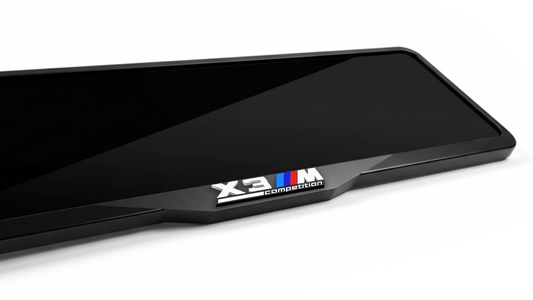 إطار لوحة ترخيص من الأكريليك مقطوع بالليزر لسيارة BMW X3M COMPETITION - أسود لامع