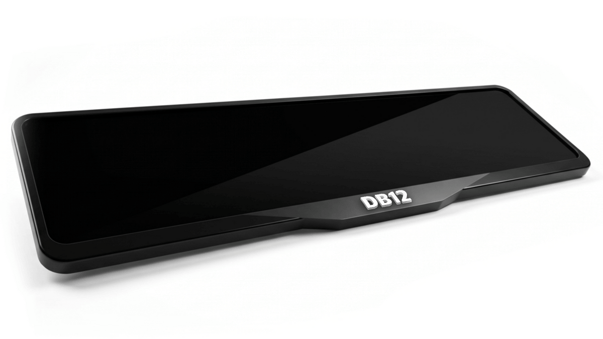ASTON MARTIN DB12 Laser-Cut Acrylic License Plate Frame - Gloss Black