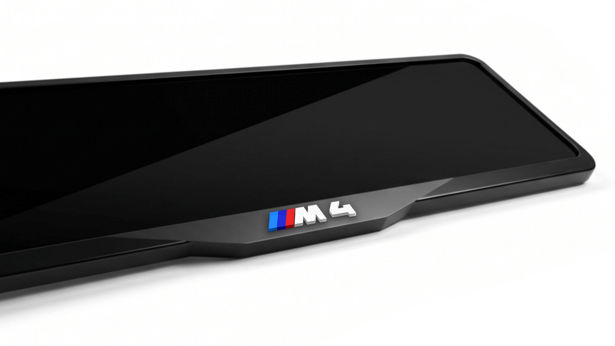 إطار لوحة ترخيص من الأكريليك المقطوع بالليزر لسيارة BMW M4 - أسود لامع
