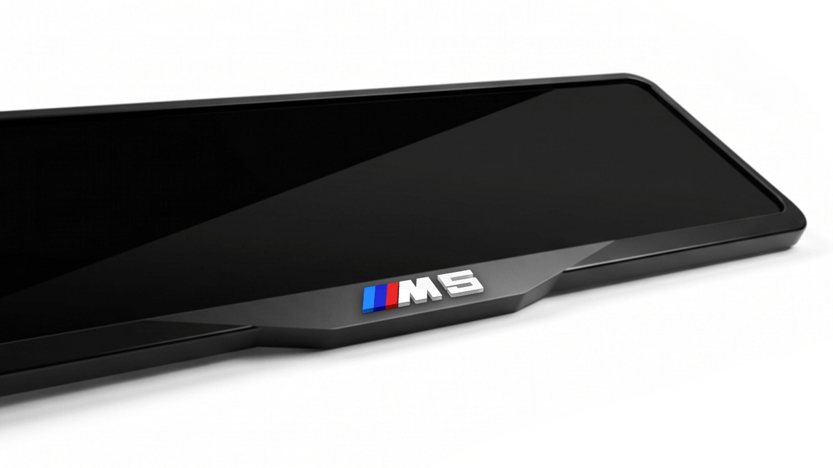 إطار لوحة ترخيص أكريليك مقطوع بالليزر لسيارة BMW M5 - أسود لامع