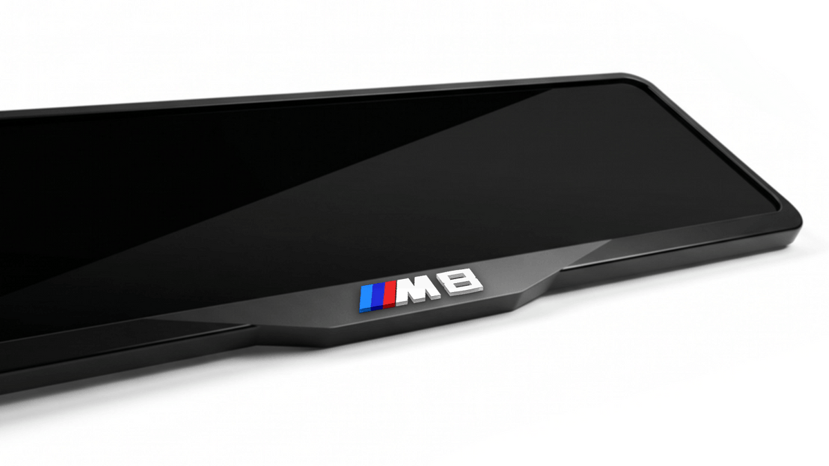 إطار لوحة ترخيص من الأكريليك مقطوع بالليزر لسيارات BMW M8 - أسود لامع