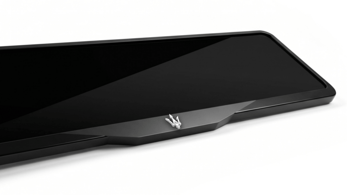 MASERATI LOGO Laser-Cut Acrylic License Plate Frame - Gloss Black