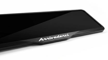 MASERATI ARRIVEDERCI Laser-Cut Acrylic License Plate Frame - Gloss Black