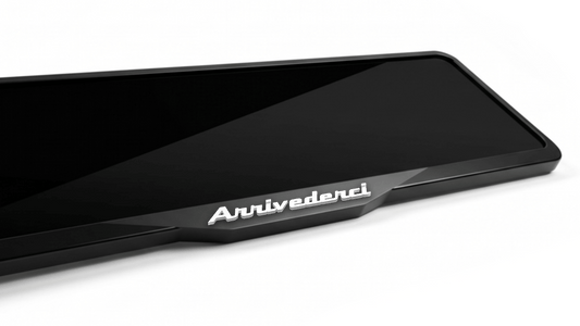 MASERATI ARRIVEDERCI Laser-Cut Acrylic License Plate Frame - Gloss Black