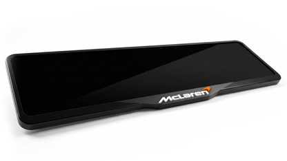 إطار لوحة ترخيص من الأكريليك المقطوع بالليزر بشعار MCLAREN - أسود لامع