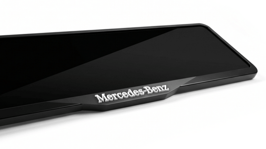MERCEDES-BENZ TEXT Laser-Cut Acrylic License Plate Frame - Gloss Black
