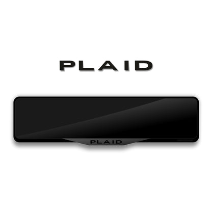 إطار لوحة ترخيص من الأكريليك مقطوع بالليزر يحمل شعار TESLA PLAID TEXT - أسود لامع