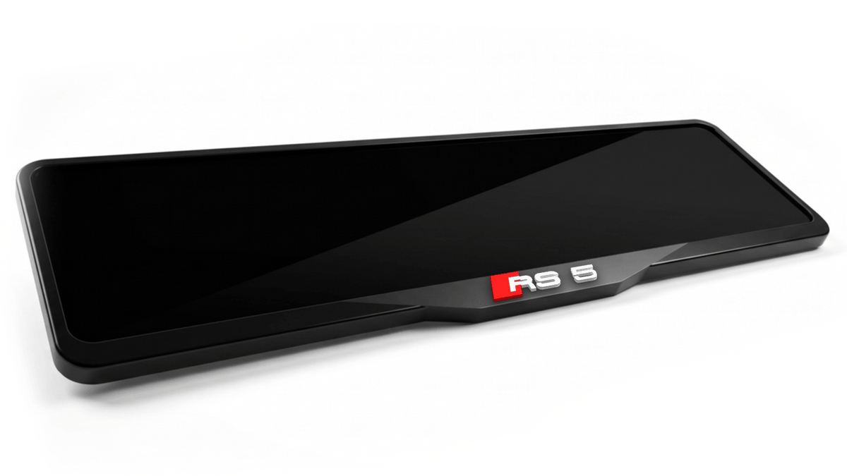 إطار لوحة ترخيص أكريليك مقطوع بالليزر لسيارة أودي RS5 - أسود لامع