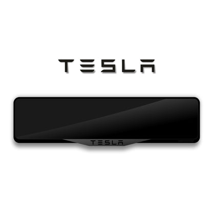 إطار لوحة ترخيص من الأكريليك مقطوع بالليزر بشعار TESLA - أسود لامع