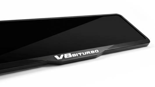 MERCEDES-BENZ V8 BITURBO Laser-Cut Acrylic License Plate Frame - Gloss Black